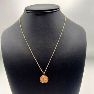 14k solid yellow gold necklace chain with B and S Charms 18.25 inches 1 mm 6.1 g